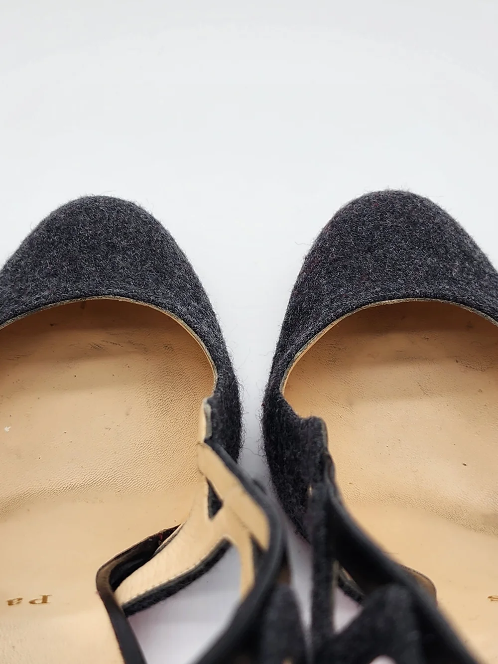 Vintage Christian Louboutin Dark Grey Flannel Cutout Slingback Heels Size EU 40